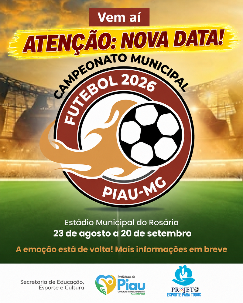 Campeonato Municipal de Futebol 2026 terá início no dia 23 de agosto